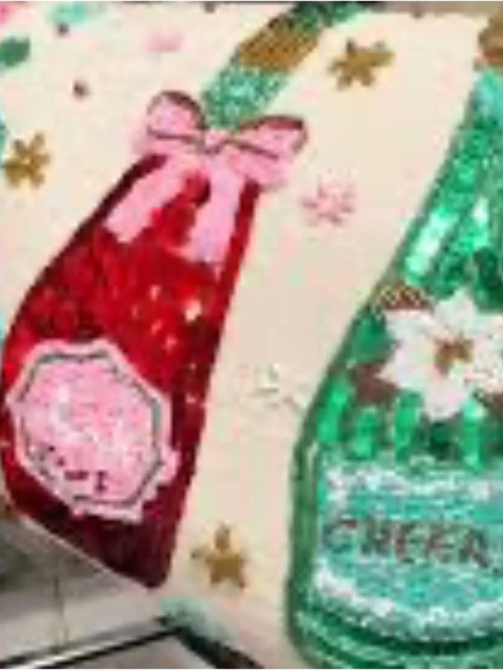 Cynthia Rowley Holiday Bottle Sequin Embroidered Decorative Pillow - Green & Red